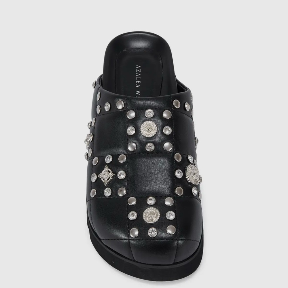 Azalea Wang Black Studded Mules